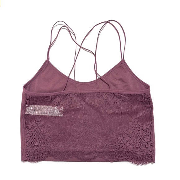 Gilly Hicks Seamless Lace Back Crop Top/Bralette in Mauve Size Large - Picture 4 of 10